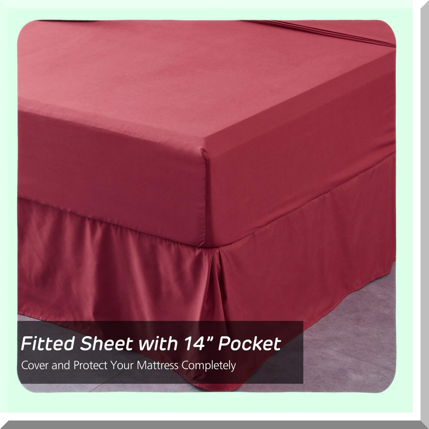 Luxury Pleat Comforter Set - 8 Piece Pintuck Microfiber Bedding Set with 500GSM Down Alternative Fill. California King Size in Burgundy Color.