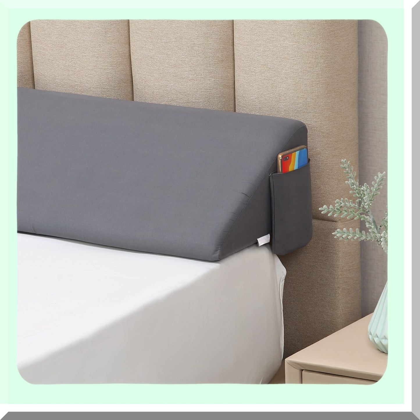 GapGuard Bed Wedge Pillow - Headboard Support & Mattress Filler - Stop Pillow Falling Down - Close Gap 0-6" - Gray 75in Long