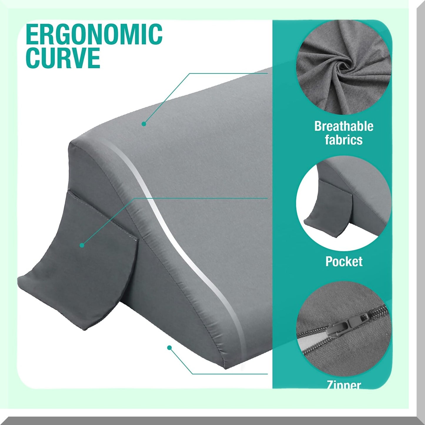 GapGuard Bed Wedge Pillow - Headboard Support & Mattress Filler - Stop Pillow Falling Down - Close Gap 0-6" - Gray 75in Long