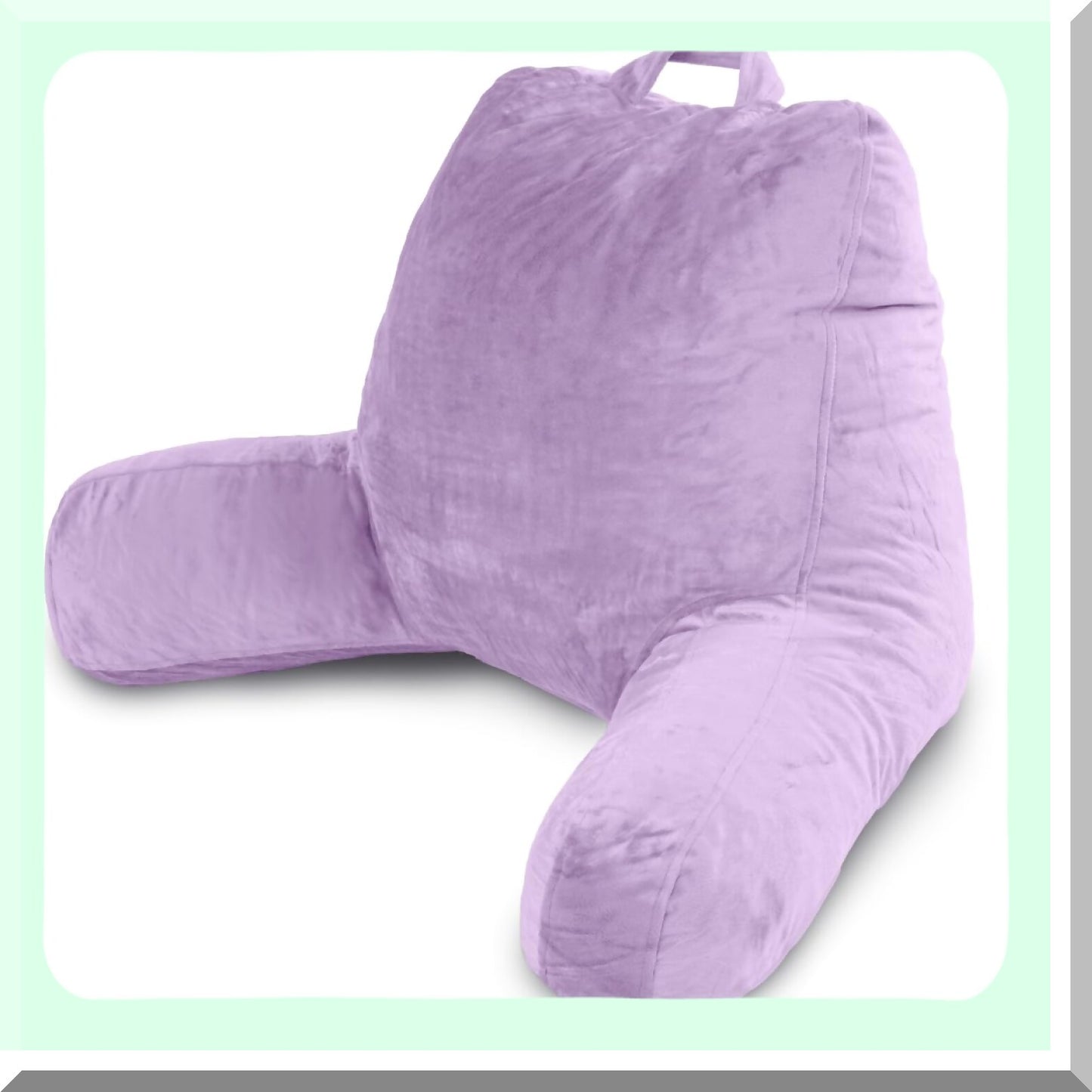 Lavender Comfort Rest Pillow - Memory Foam Backrest with Arms for Sitting Up in Bed. Washable Cover, Large Adult Reading Pillow for Back Support.
