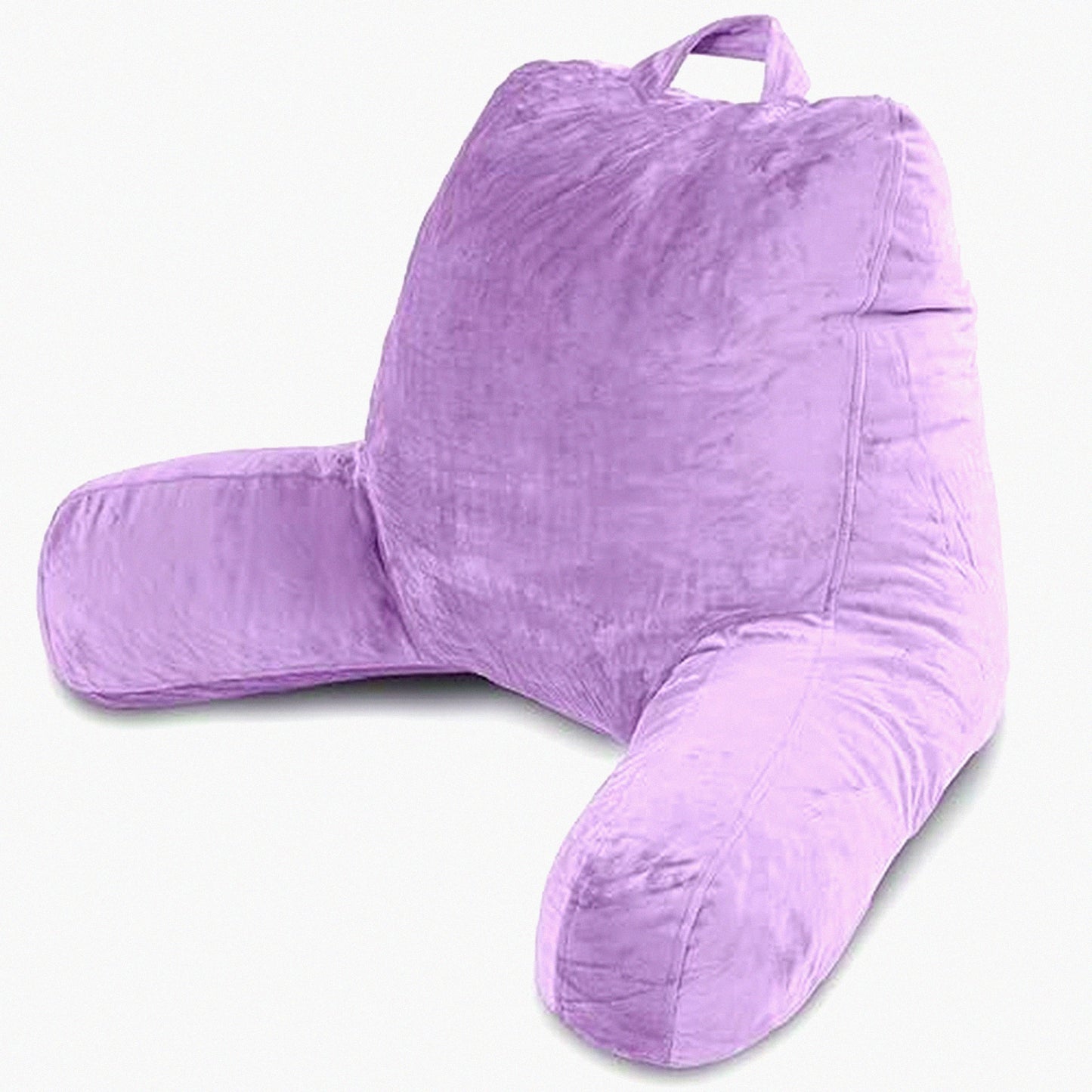 Lavender Comfort Rest Pillow - Memory Foam Backrest with Arms for Sitting Up in Bed. Washable Cover, Large Adult Reading Pillow for Back Support.