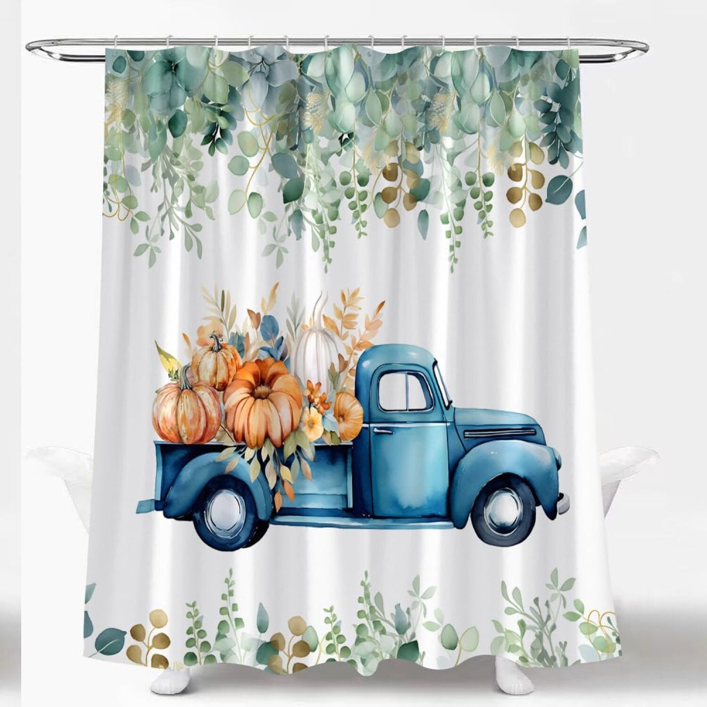 Autumn Pumpkin Truck Shower Curtain 70x70 inch