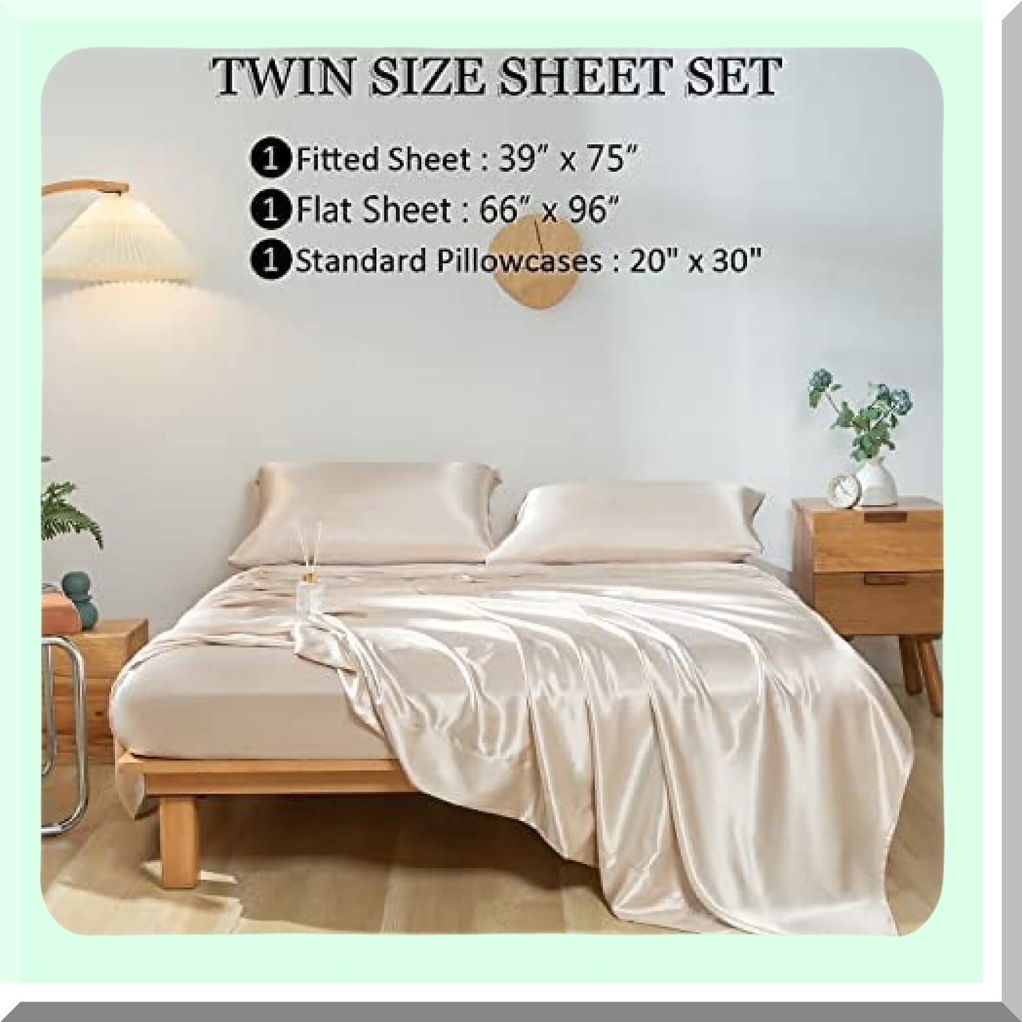 Luxury Silky Soft Khaki Sheet Set - Moisture Wicking Twin Size Bedding Bundle - Deep Pocket Fitted Sheet, Flat Sheet, Pillowcase - 3 Piece Set