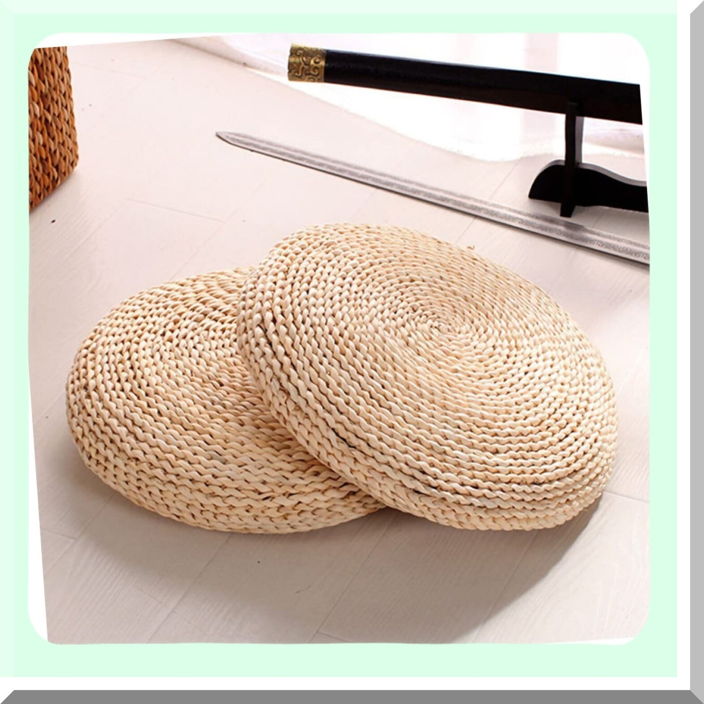 ZenComfort Meditation Cushion Set - Round Stool Cushions for Yoga, Floor Mat Decor, Hand-Woven Ottoman Pouf, Stuffed Seat Pad for Meditating
