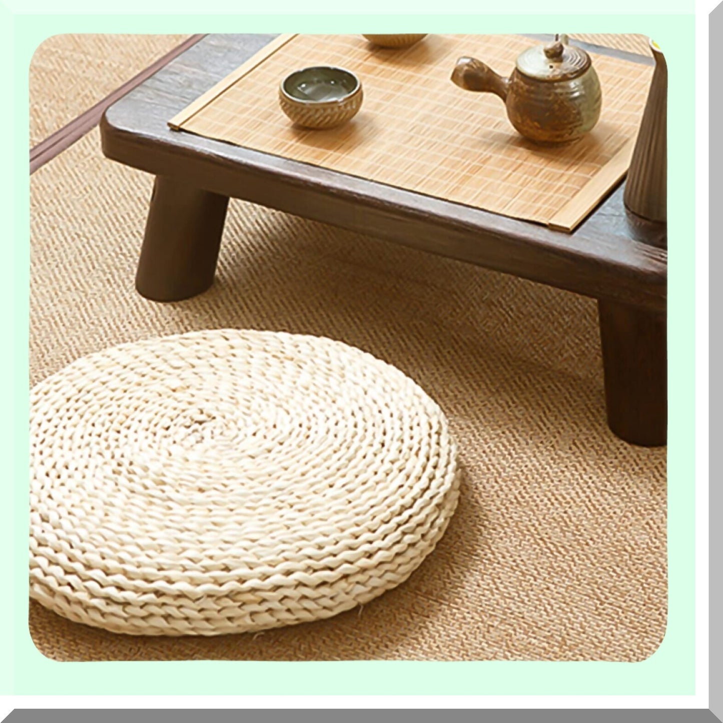 ZenComfort Meditation Cushion Set - Round Stool Cushions for Yoga, Floor Mat Decor, Hand-Woven Ottoman Pouf, Stuffed Seat Pad for Meditating