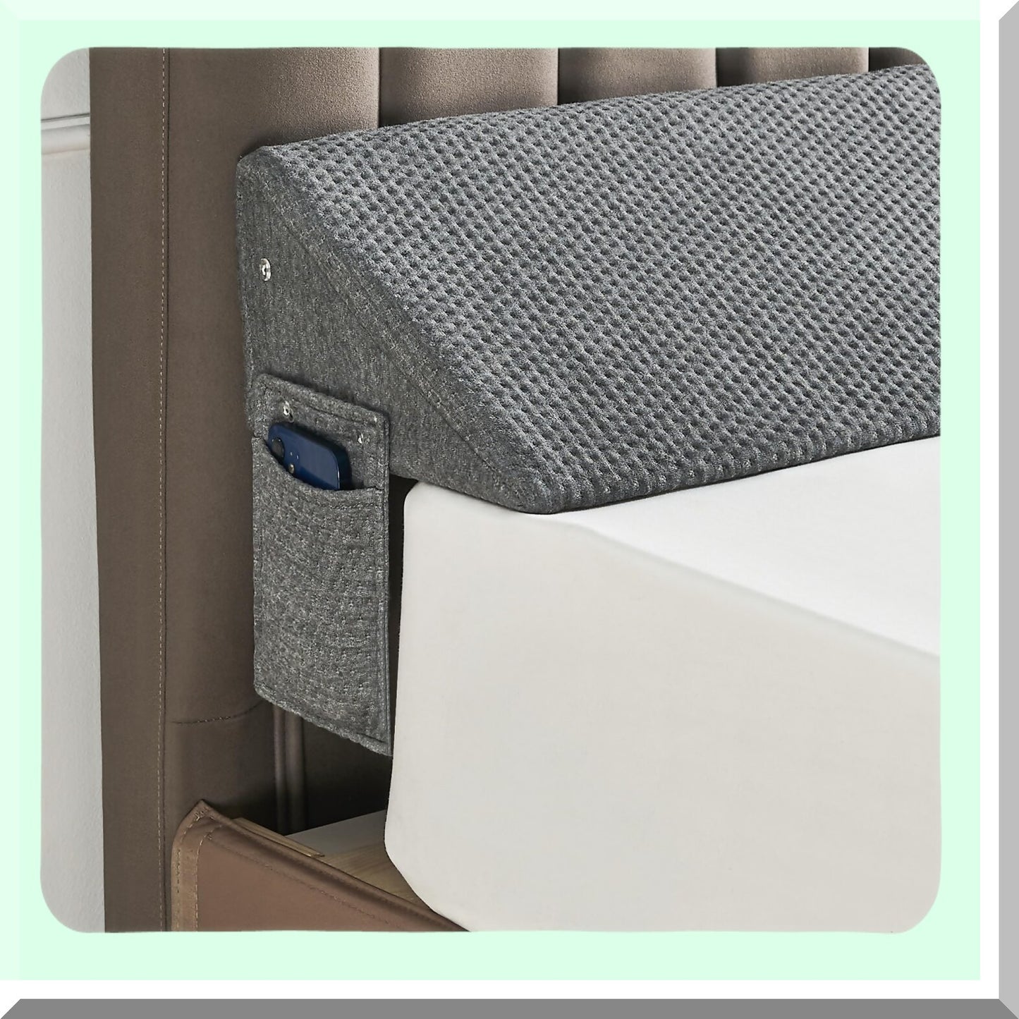 Headboard Gap Guard - Mattress Wedge Pillow - Headboard Filler - Bed Wedge Spacer - Gap Cushion - Headboard Mattress Bridge - Dark Grey Bed Wedge