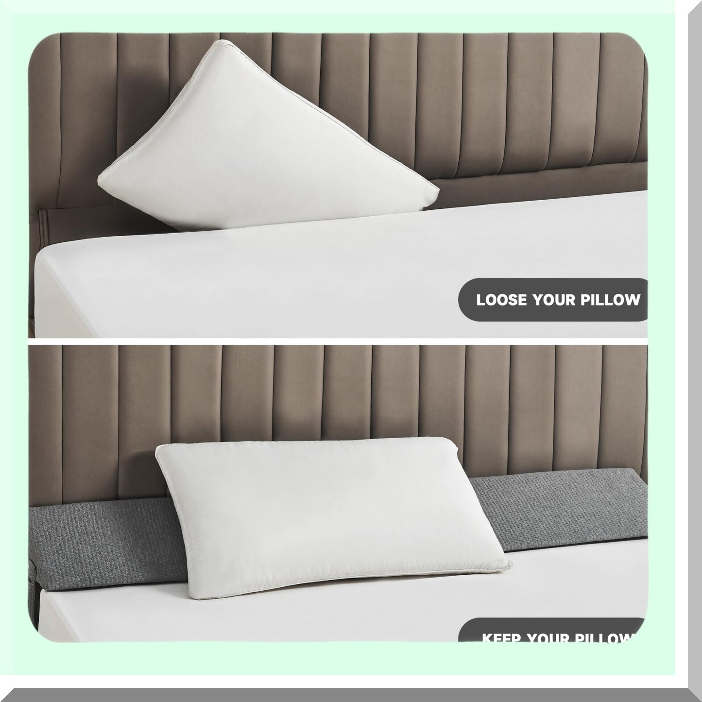 Headboard Gap Guard - Mattress Wedge Pillow - Headboard Filler - Bed Wedge Spacer - Gap Cushion - Headboard Mattress Bridge - Dark Grey Bed Wedge
