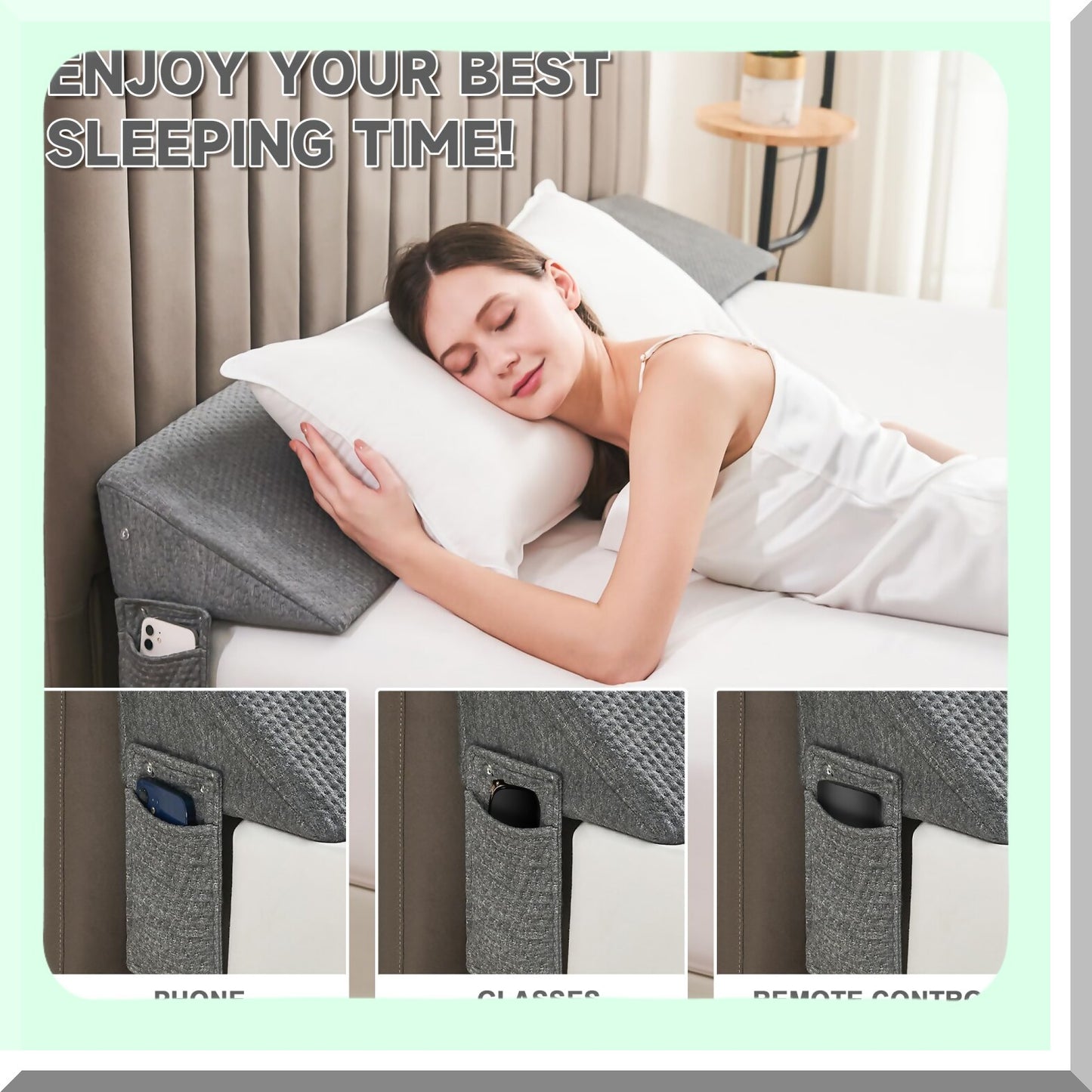 Headboard Gap Guard - Mattress Wedge Pillow - Headboard Filler - Bed Wedge Spacer - Gap Cushion - Headboard Mattress Bridge - Dark Grey Bed Wedge