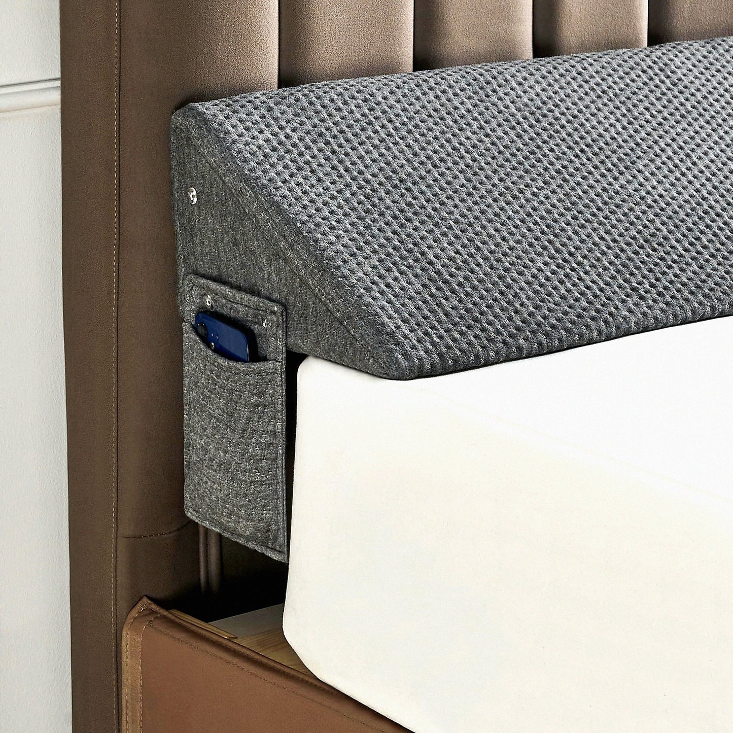 Headboard Gap Guard - Mattress Wedge Pillow - Headboard Filler - Bed Wedge Spacer - Gap Cushion - Headboard Mattress Bridge - Dark Grey Bed Wedge