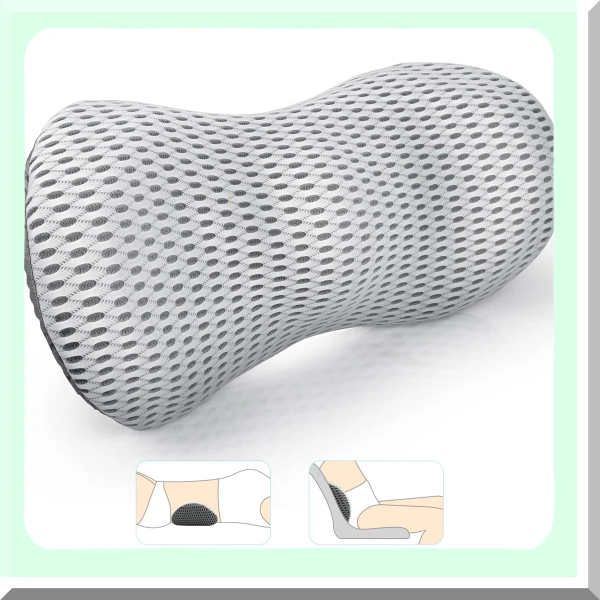 MODAIO - ErgoFlex Memory Foam Lumbar Support Pillow - Adjustable Back Pillow for Office Chair, Car Seat, Sleeping - Lower Back Pain Relief - Rest White