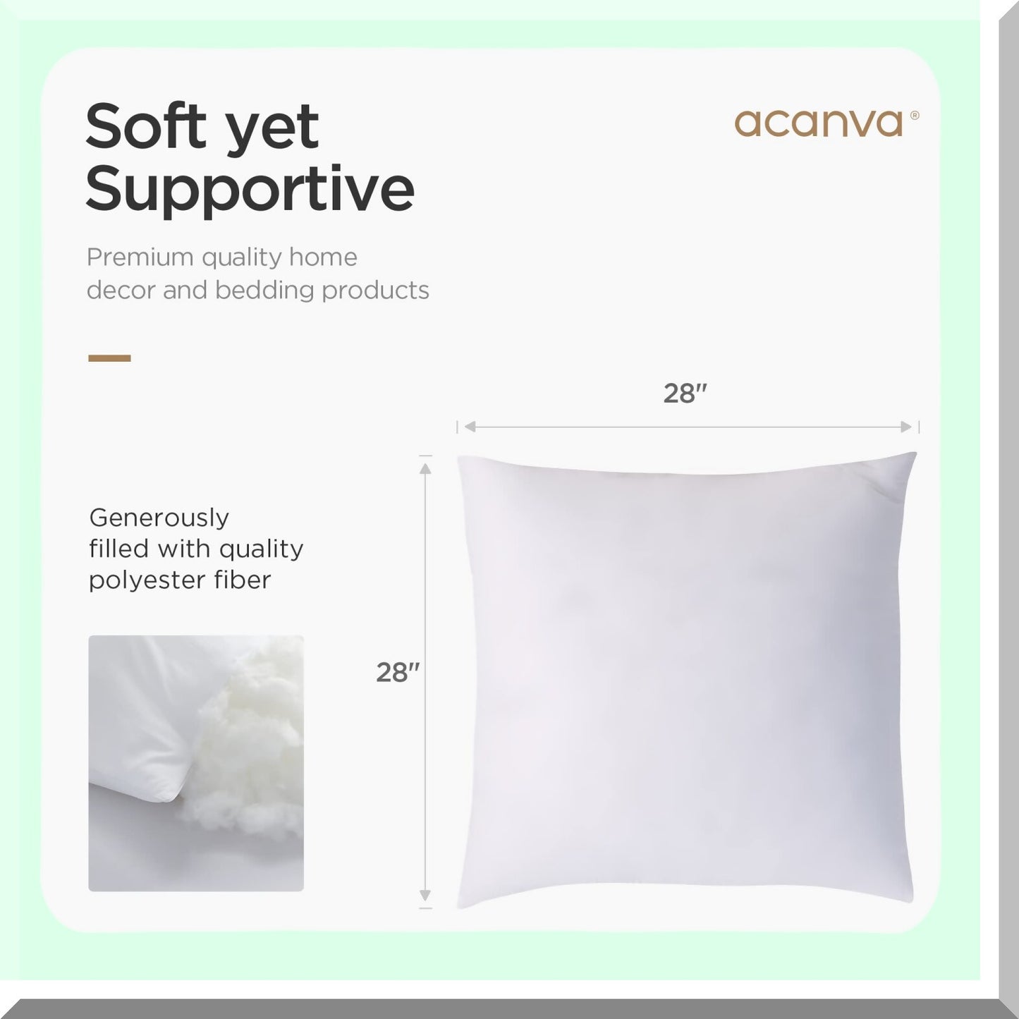 Premium Microfiber Square Pillow Inserts - Set of 4 | Indoor Decorative Cushion Stuffers for Bed, Couch, Sofa, Chair | 28x28 Inch White Sham Fillers