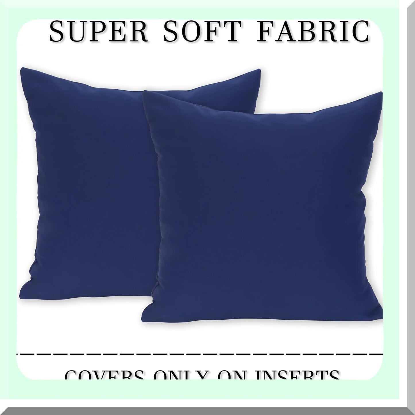 Luxury Navy Blue Throw Pillow Covers - Set of 2 Soft Cushion Cases for Couch, Bed, Chair - Hidden Zipper Euro Sham - Square Pillow Cover 20X20 Inches