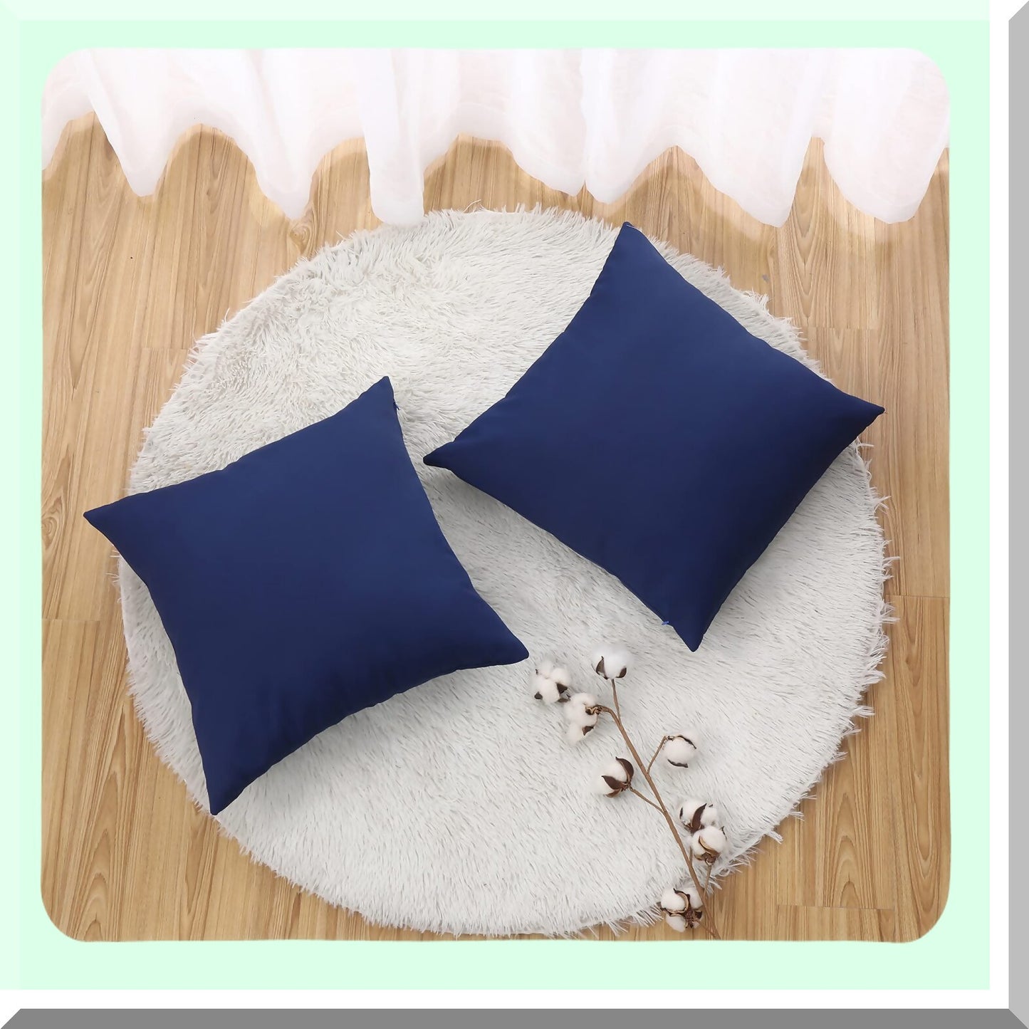 Luxury Navy Blue Throw Pillow Covers - Set of 2 Soft Cushion Cases for Couch, Bed, Chair - Hidden Zipper Euro Sham - Square Pillow Cover 20X20 Inches