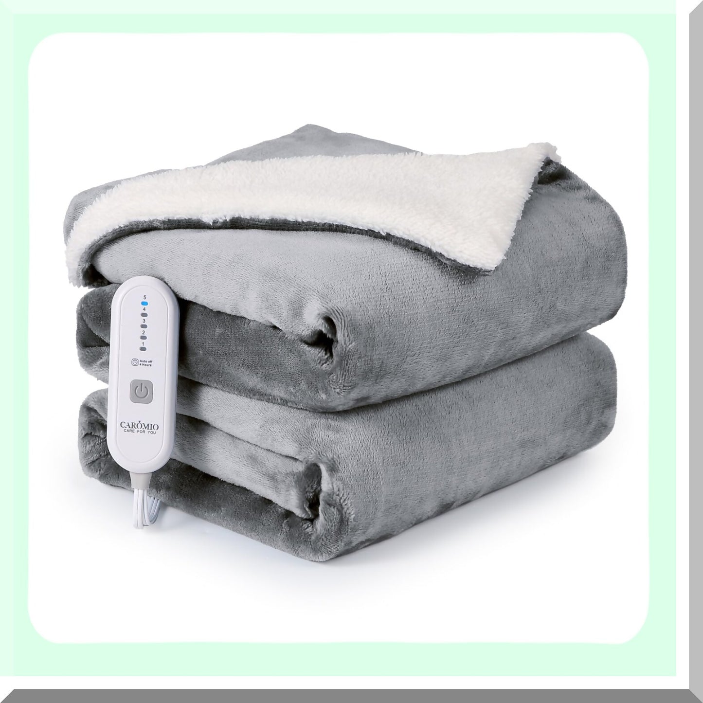 CozyWarm Electric Heated Throw - Soft Flannel to Sherpa, 5 Heat Levels, 4-Hour Auto Off, 50"x60" Grey Blanket for Adults"