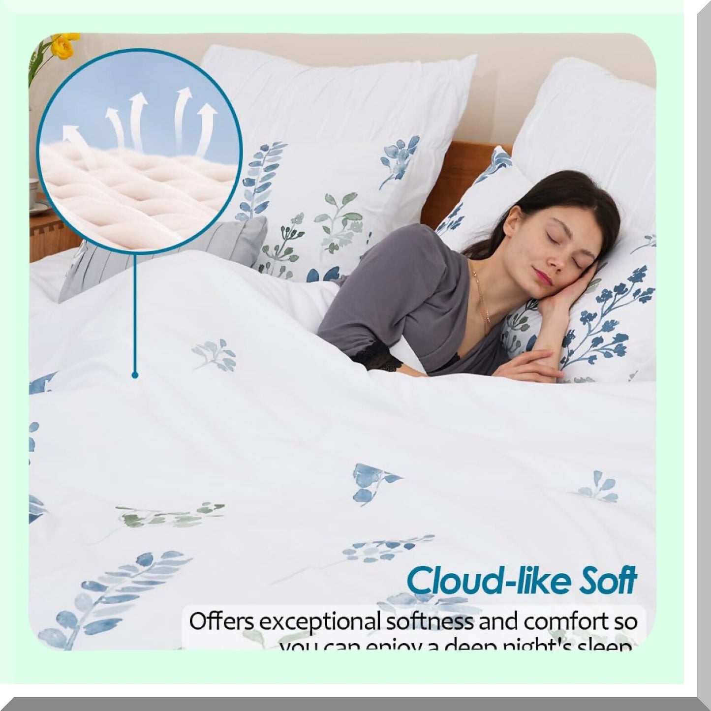 Floral Bliss Comforter Set - 4 Piece Bedding Ensemble with Meadow Walk Design, Soft & Cozy Quarters Size Comfort for All Seasons - Includes 106x90 Comforter, 2 Shams, Decorative Pillow