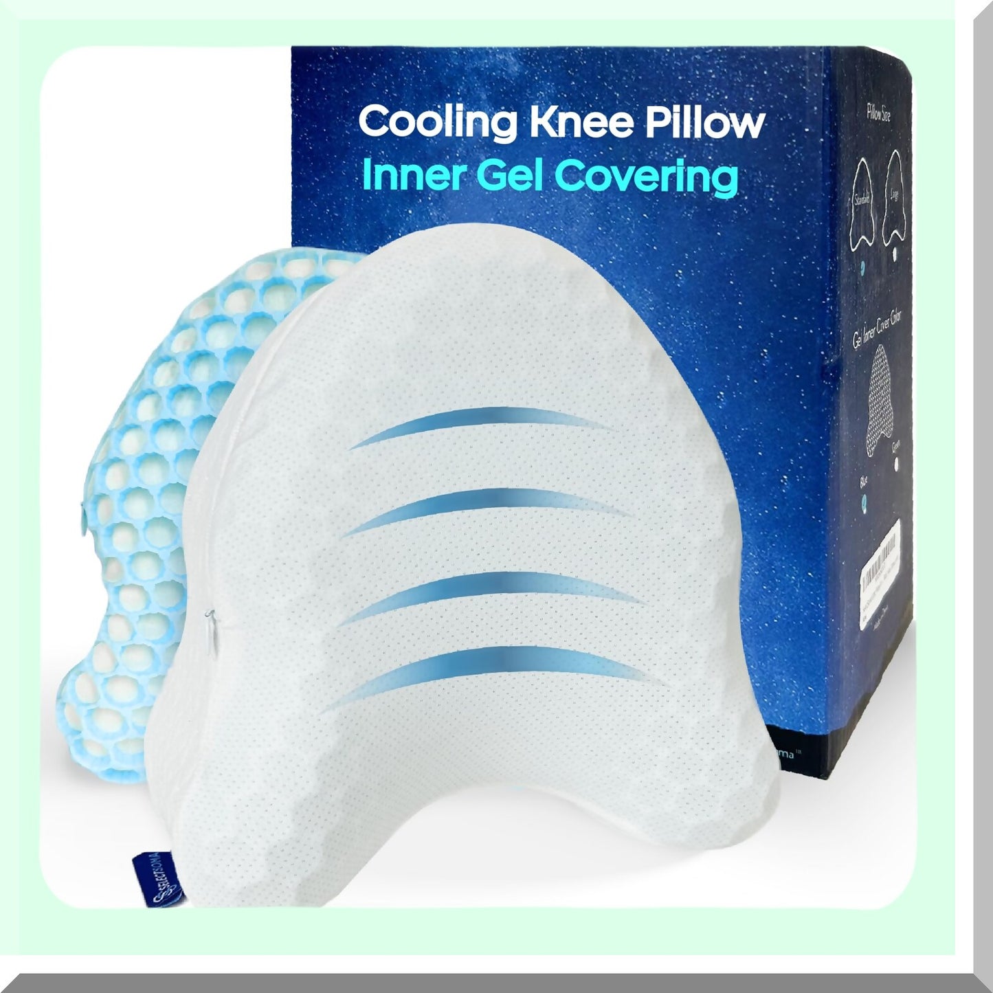 Cooling Comfort Knee Pillow - Sciatica Relief Gel Cushion for Side Sleepers - Hip & Joint Support Between The Knees - Back & HIPS Pain Soother