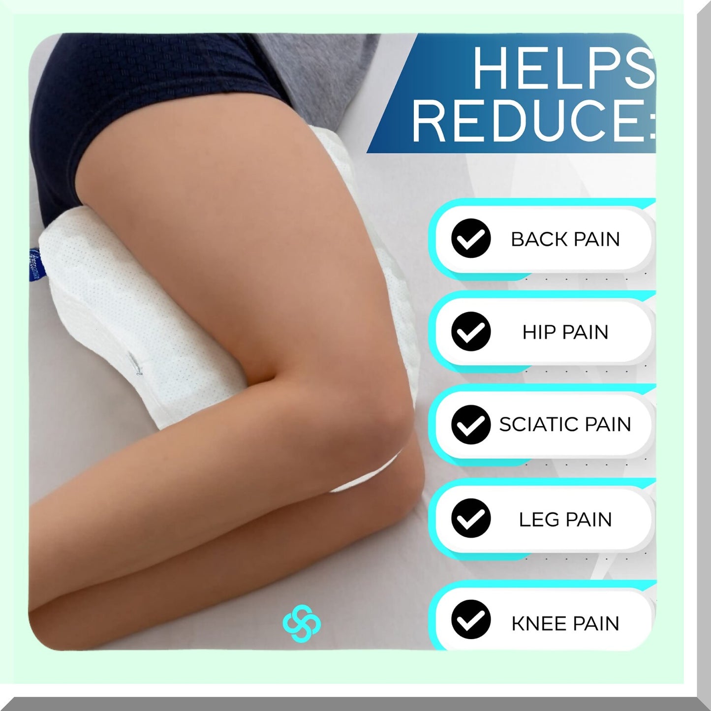 Cooling Comfort Knee Pillow - Sciatica Relief Gel Cushion for Side Sleepers - Hip & Joint Support Between The Knees - Back & HIPS Pain Soother