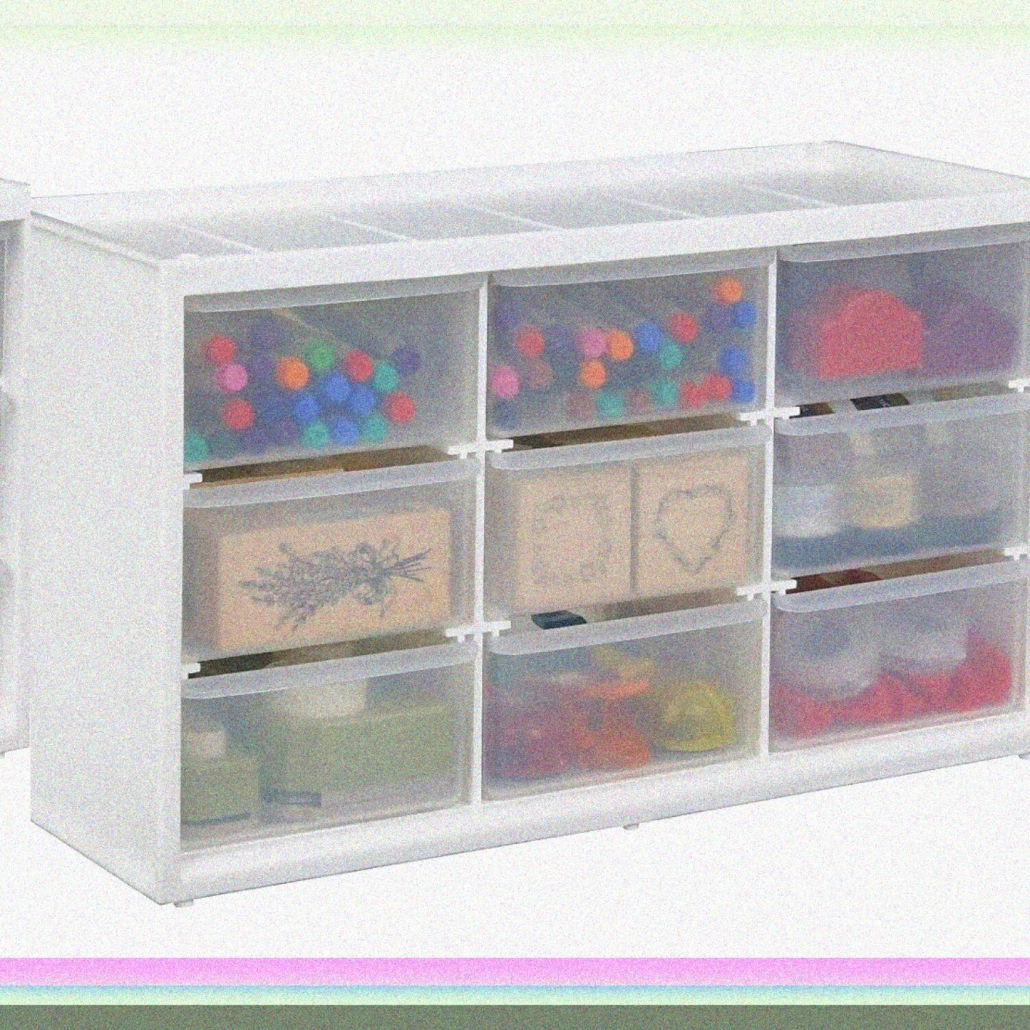 Plastic Storage Unit with 9 Clear Drawers