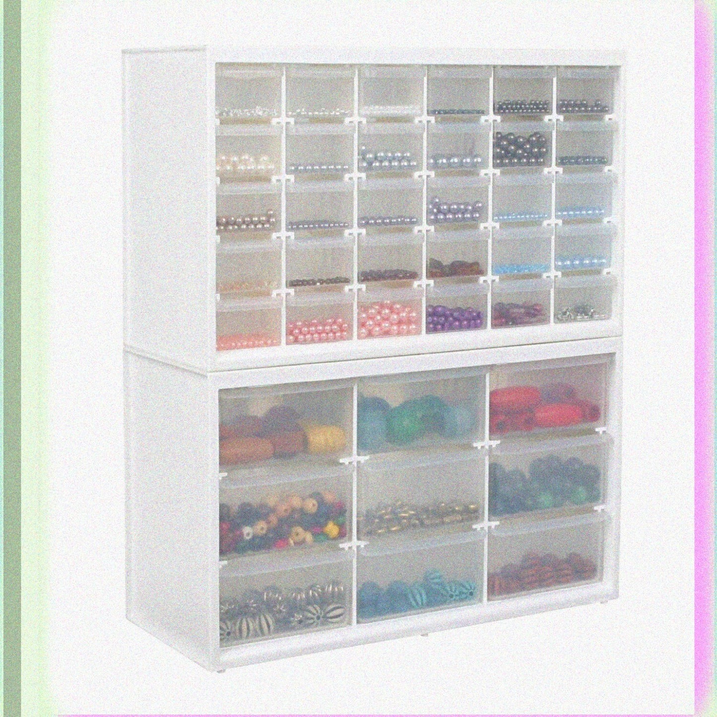 Plastic Storage Unit with 9 Clear Drawers