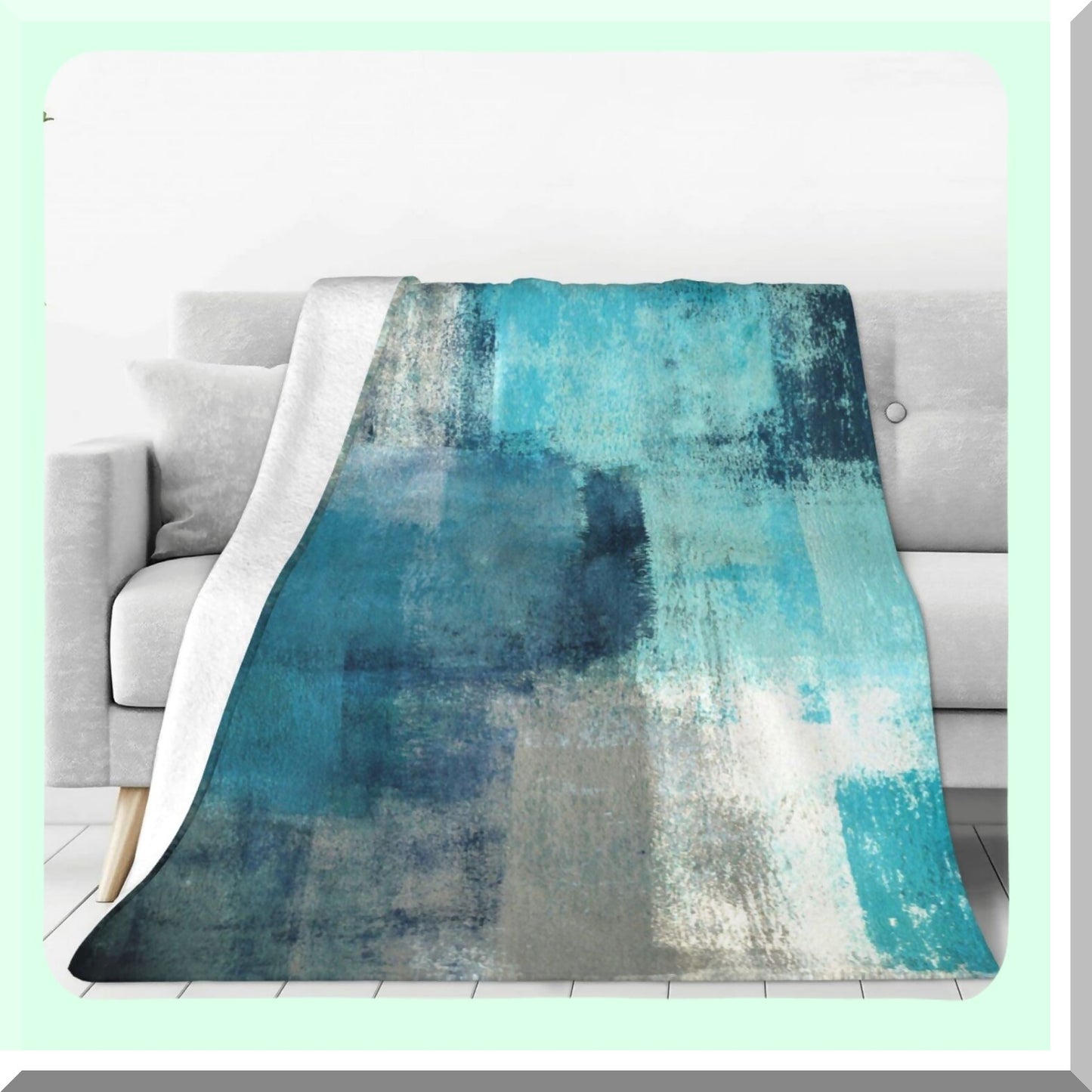 Teal Grey Abstract Fleece Throw - Soft, Cozy, Lightweight Blanket for Couch or Bed - Perfect Fall/Winter Decor & Birthday Gifts for Kids & Adults - 60"x50""