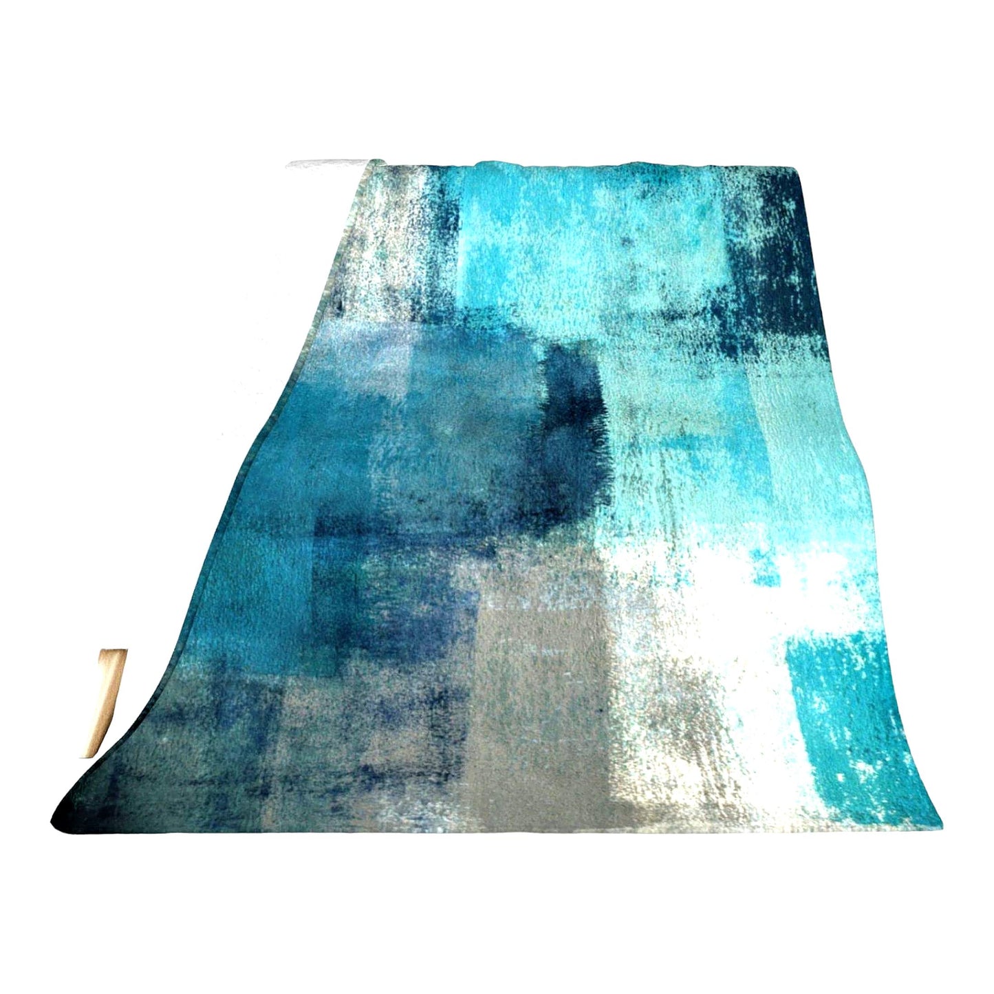 Teal Grey Abstract Fleece Throw - Soft, Cozy, Lightweight Blanket for Couch or Bed - Perfect Fall/Winter Decor & Birthday Gifts for Kids & Adults - 60"x50""