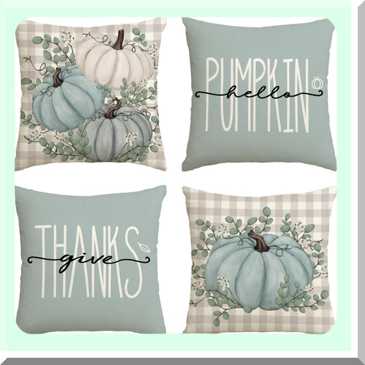 Autumn Harvest Eucalyptus Pillow Covers Set of 4