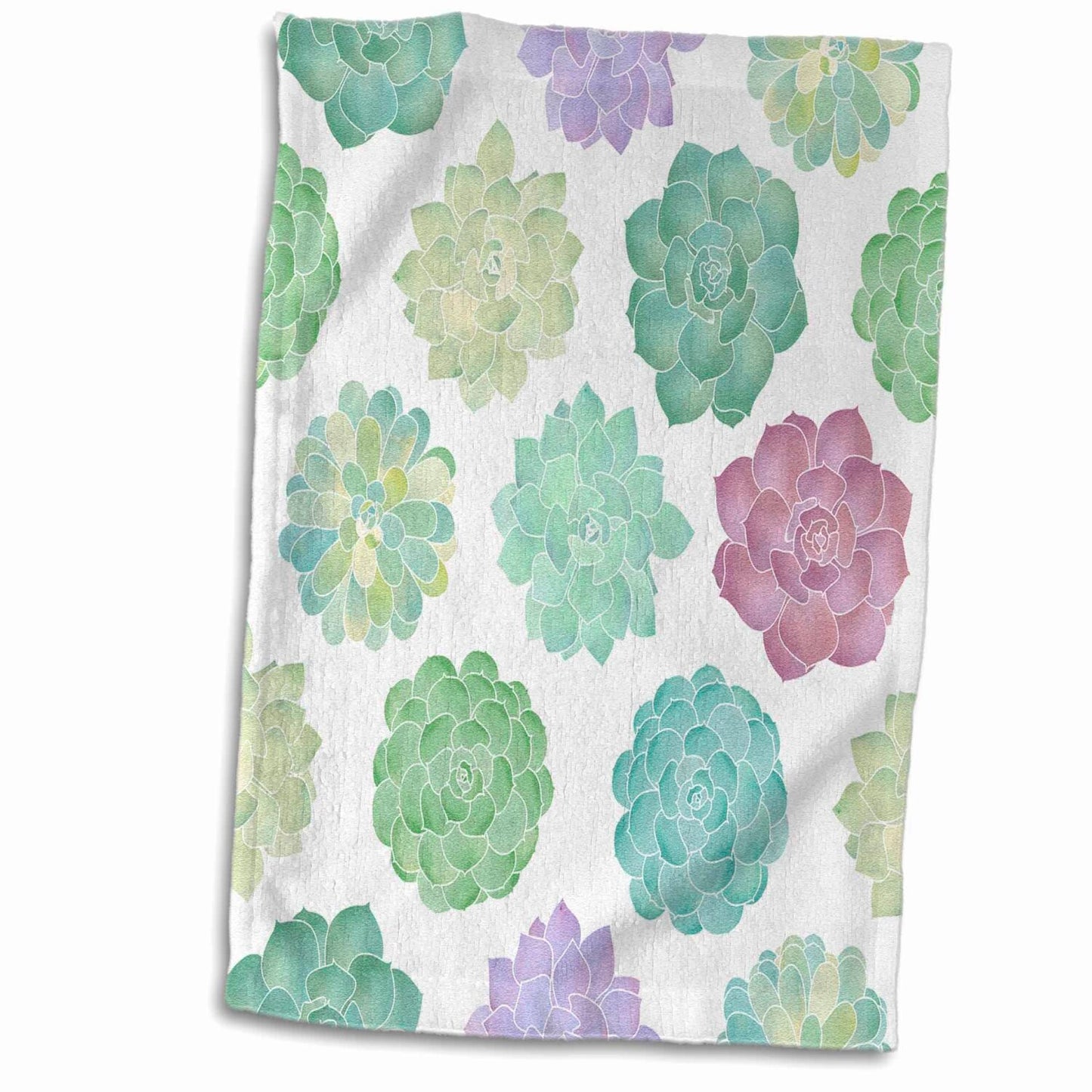 Watercolor Succulents Pattern Towel 15x22