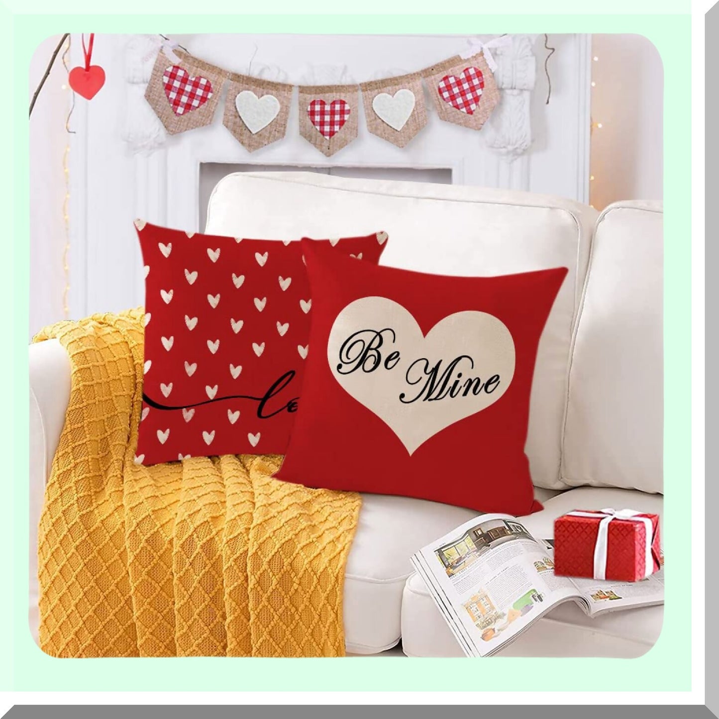 Love Heart Bliss Pillow Covers - Set of 4 | Red Valentine's Day Throw Pillow Cases | Wedding Anniversary Home Decor | Outdoor Sofa Cushion Covers 24x24