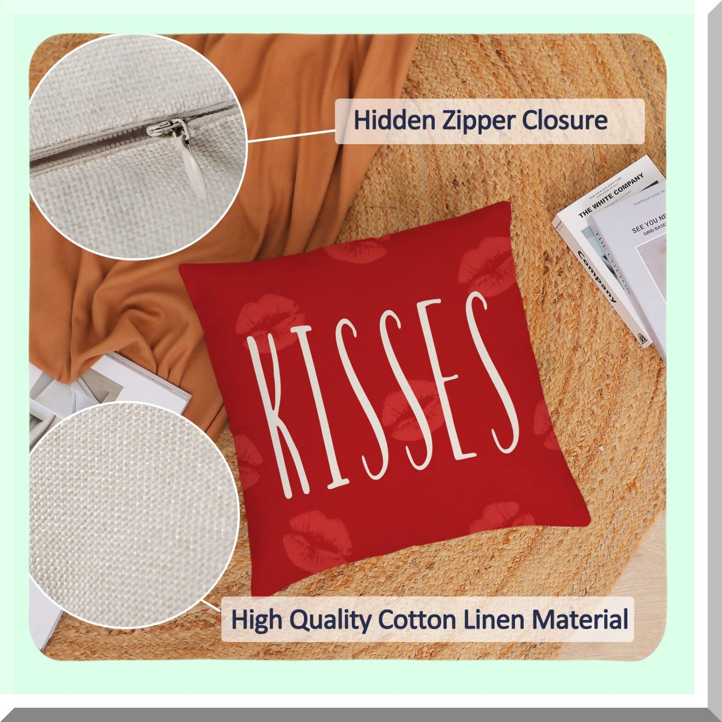 Love Heart Bliss Pillow Covers - Set of 4 | Red Valentine's Day Throw Pillow Cases | Wedding Anniversary Home Decor | Outdoor Sofa Cushion Covers 24x24
