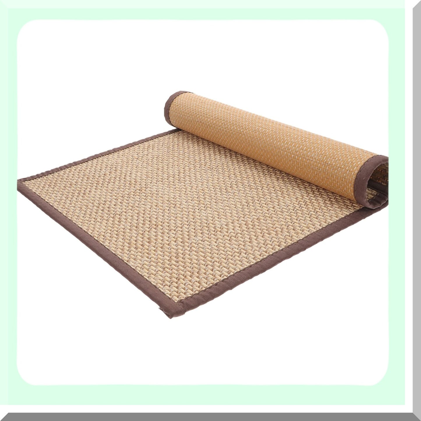 ZenBamboo Meditation Cushion - Handwoven Straw Seat Pad for Yoga Practice & Zen Garden. Rattan Futon Sitting Pillow with Tatami Mat Design in Light Brown.