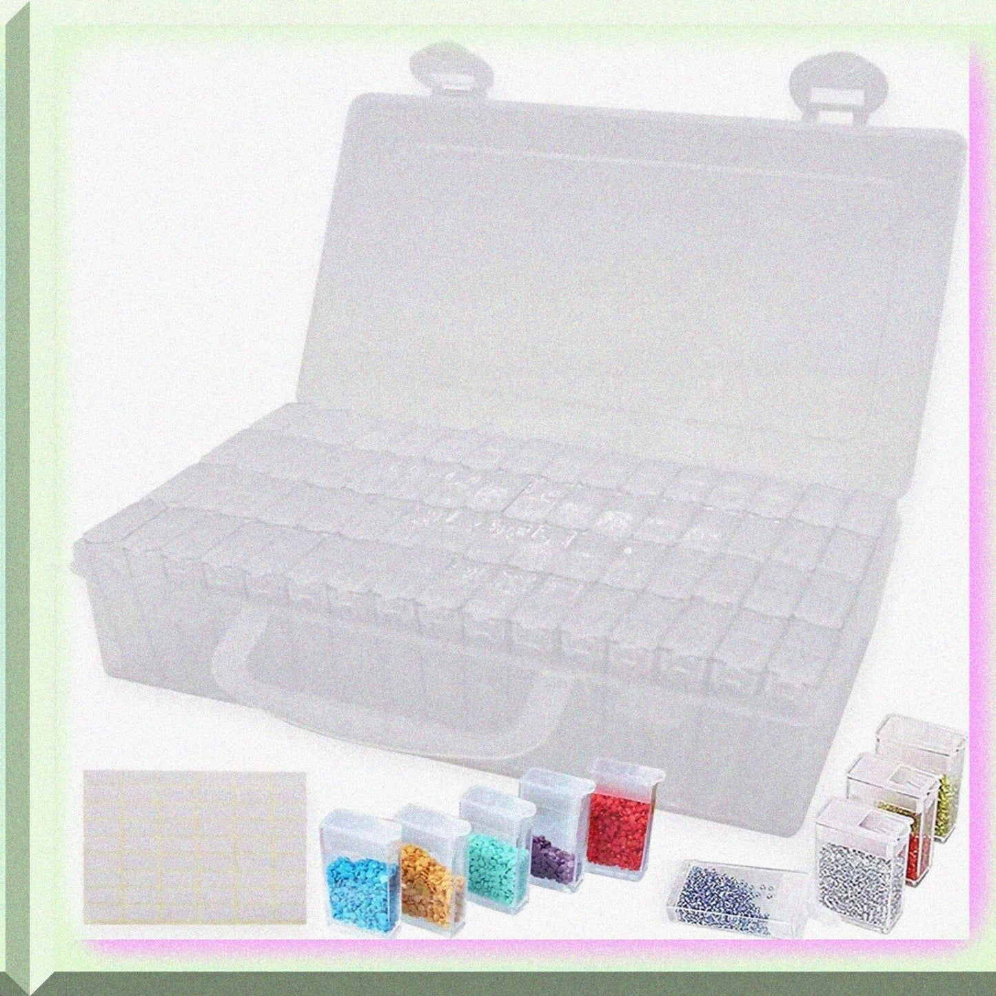 64 Grid Diamond Embroidery Storage Box Clear Plastic