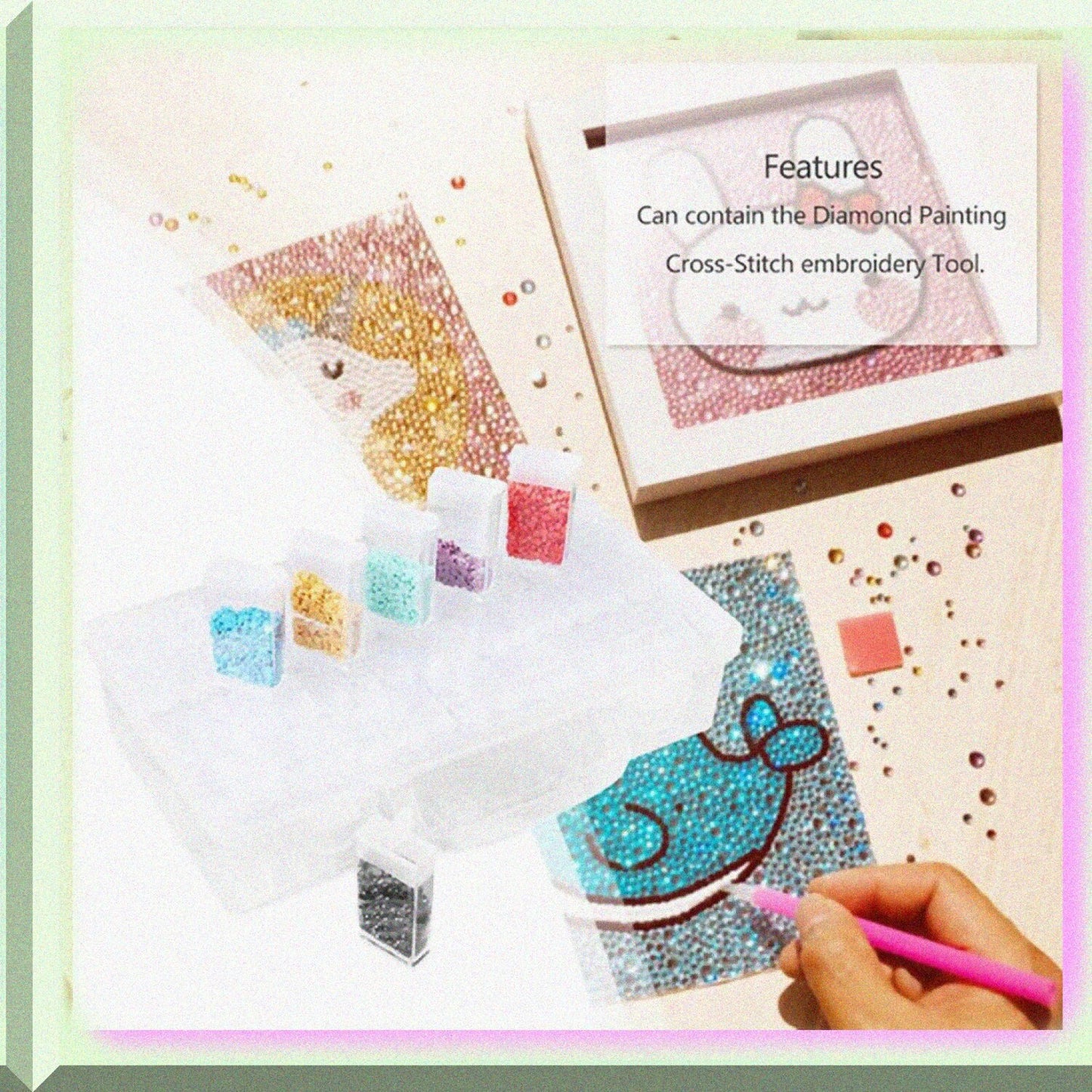 64 Grid Diamond Embroidery Storage Box Clear Plastic