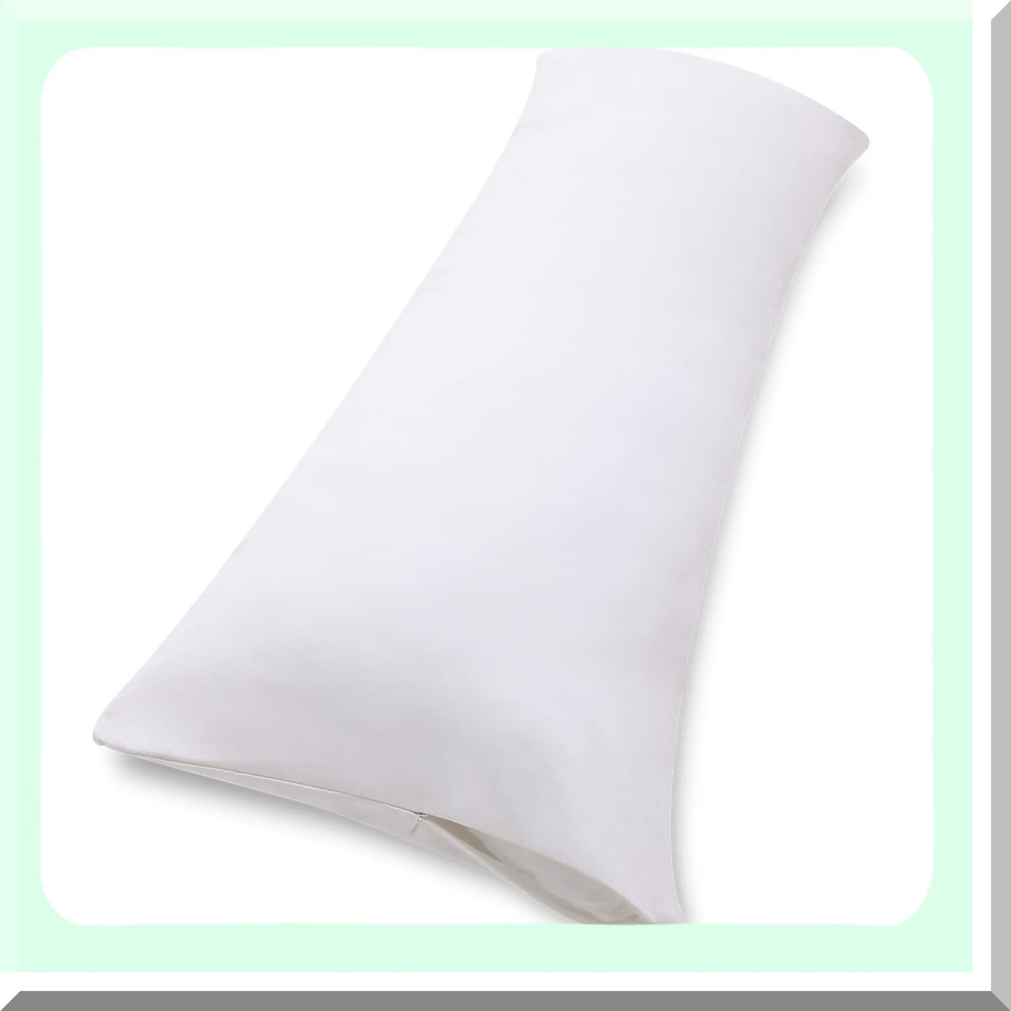 Luxury Cotton Body Pillowcase with Double Zippers - 600 Thread Count, Easy On/Off Cover - 20x54 Inches, White - 1 Pack