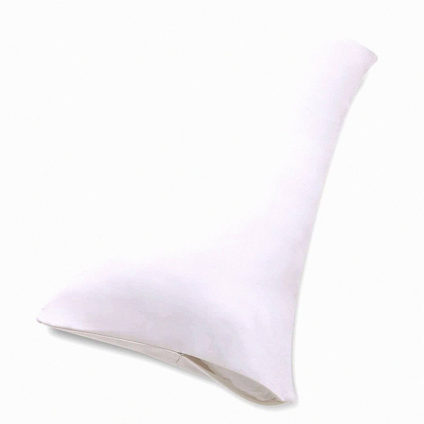 Luxury Cotton Body Pillowcase with Double Zippers - 600 Thread Count, Easy On/Off Cover - 20x54 Inches, White - 1 Pack