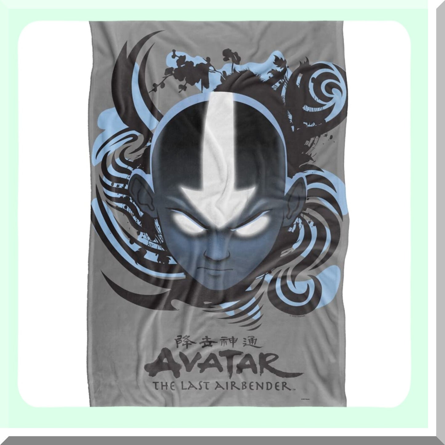 Airbender Silky Soft Throw Blanket - 36"x58" Blue & Black Kanji Design"