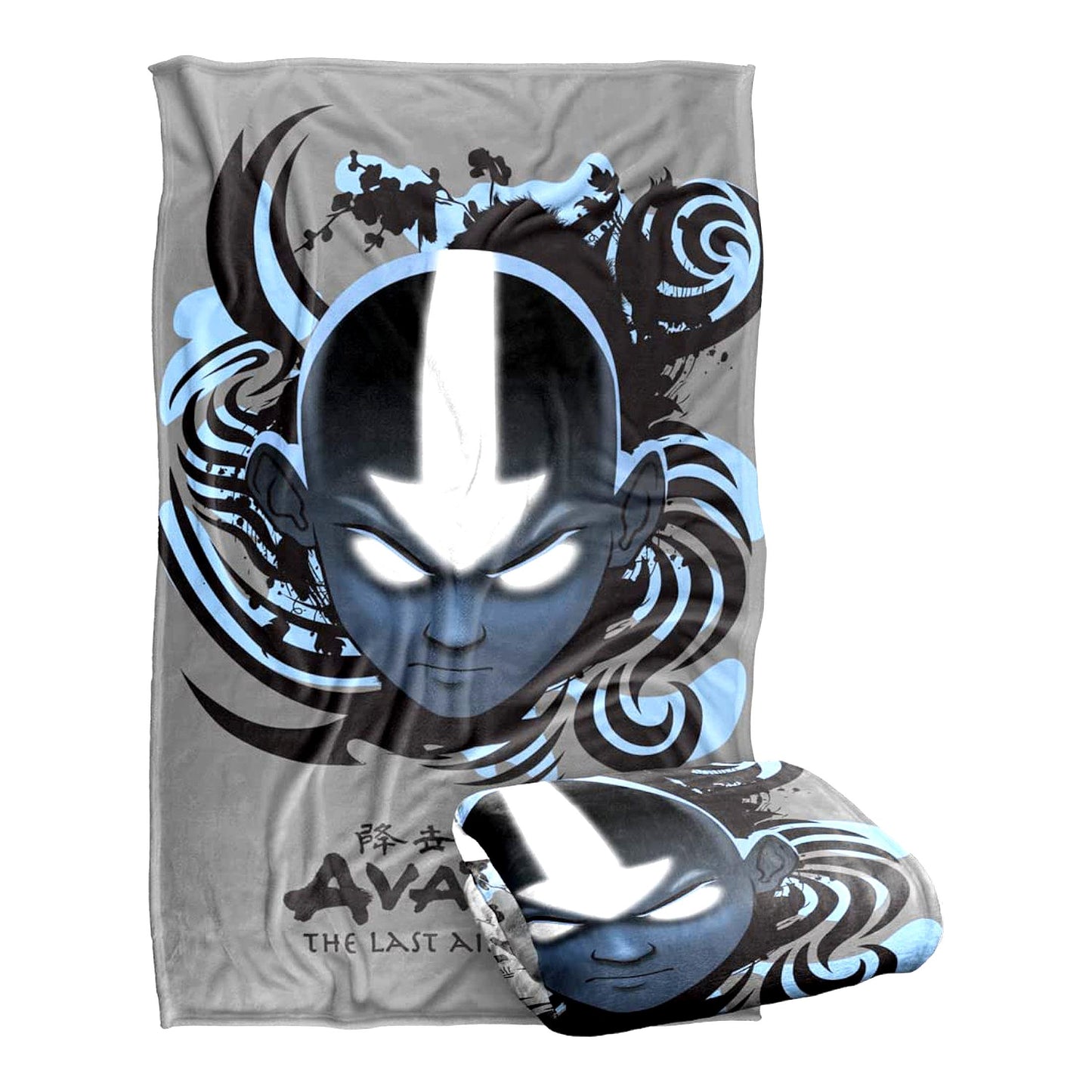 Airbender Silky Soft Throw Blanket - 36"x58" Blue & Black Kanji Design"