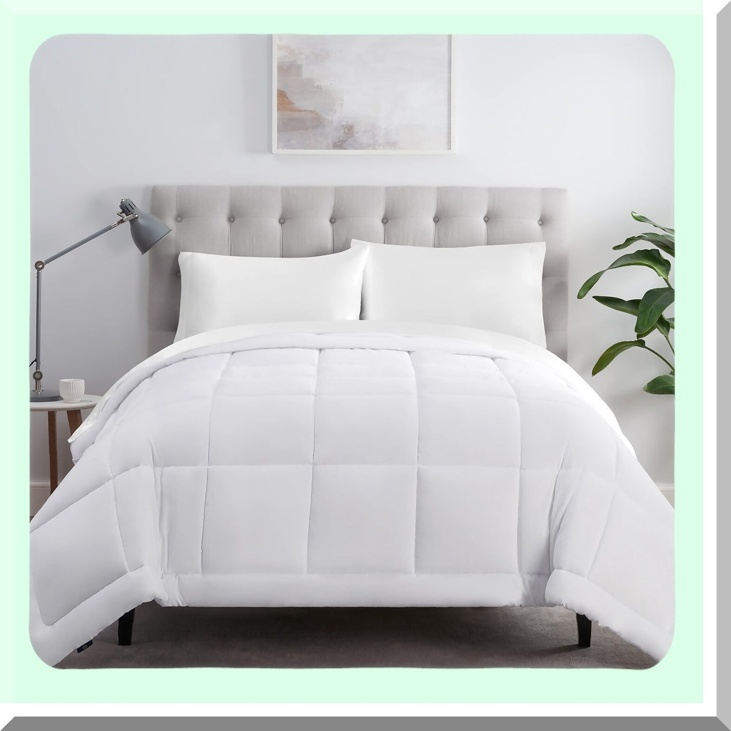 LuxiPlush All Season Queen Comforter - Soft Box Stitched Duvet Insert with ComfortSure Down Alternative, Quilted Design, 4 Corner Tabs for Secure Fit, White Bedding Essential