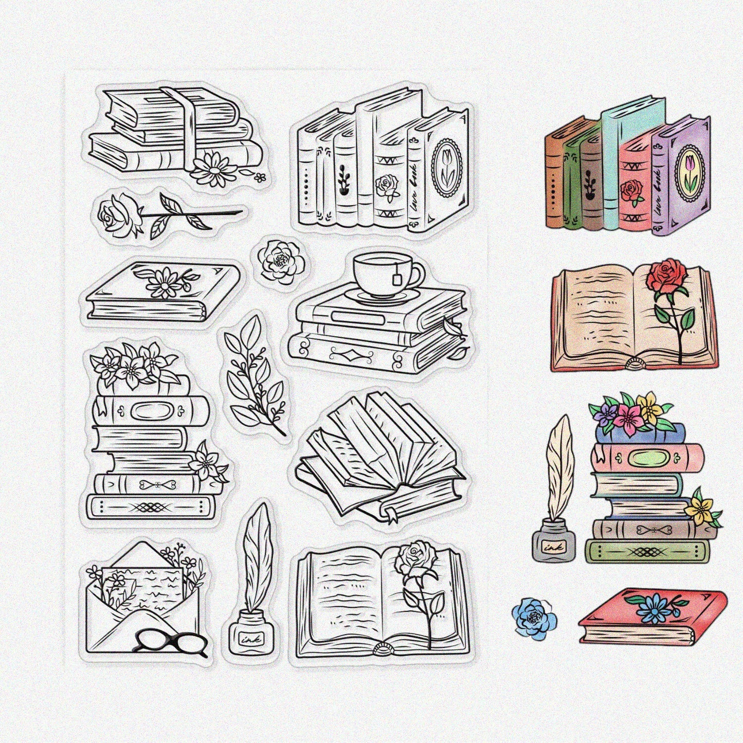 Vintage Books Clear Stamps Set with 12 Wind Patterns