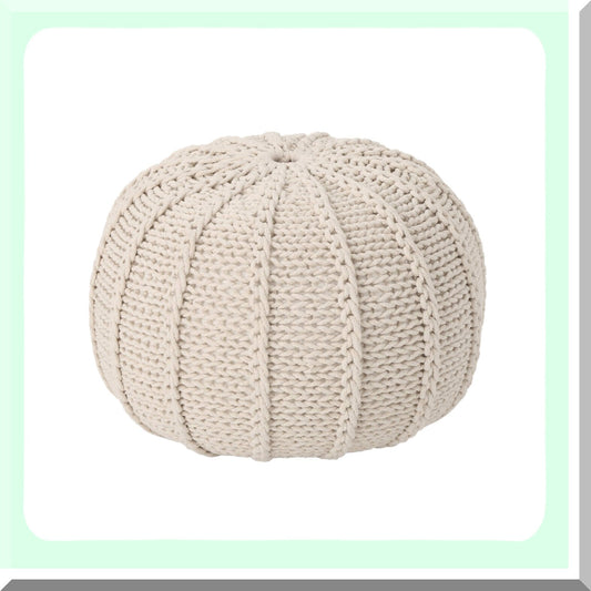 Cotton Pouf Beige Small