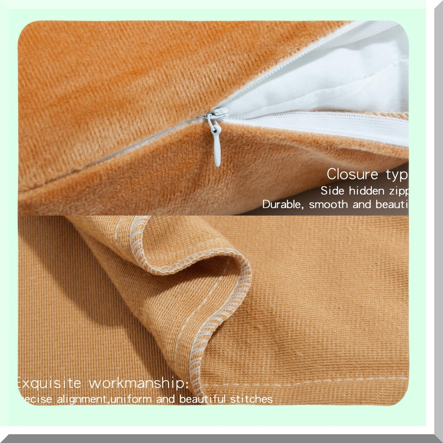 Luxury Velvet Euro Pillow Covers - 2 Pack Square Zippered Throw Cushion Cases for Sofa & Couch - Super Soft 18x18 Inches - Camel Color
