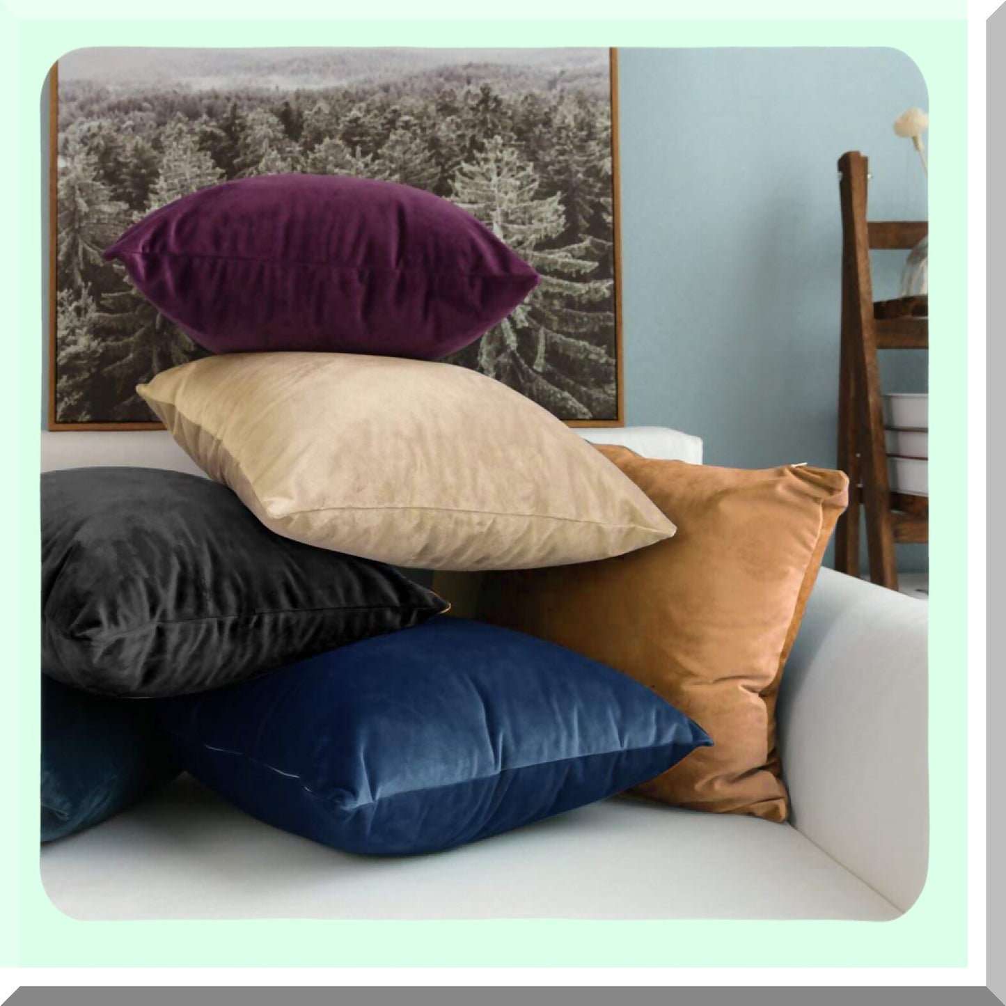 Luxury Velvet Euro Pillow Covers - 2 Pack Square Zippered Throw Cushion Cases for Sofa & Couch - Super Soft 18x18 Inches - Camel Color