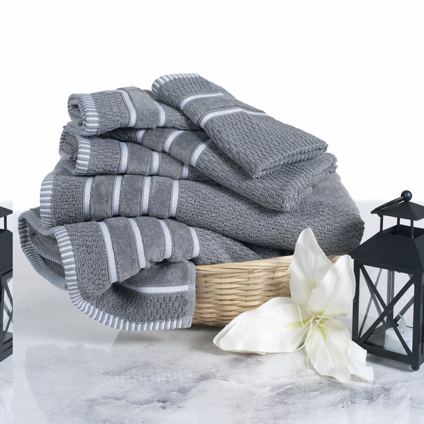 Cotton Towel Set 6-Piece Silver Gray