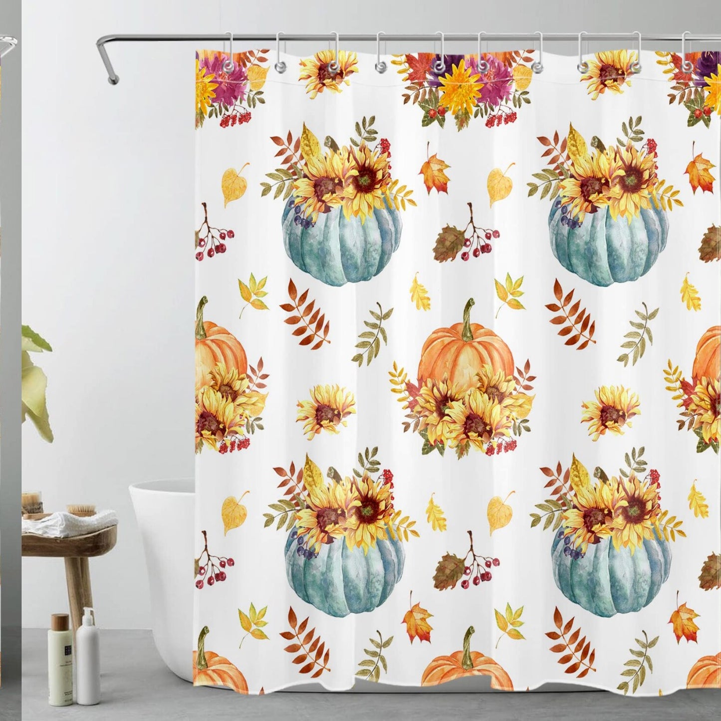 Fall Sunflower and Pumpkin Shower Curtain 60x72 inches