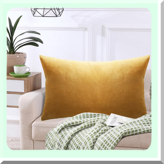Luxury Gold Velvet Lumbar Pillow Cover 12x20