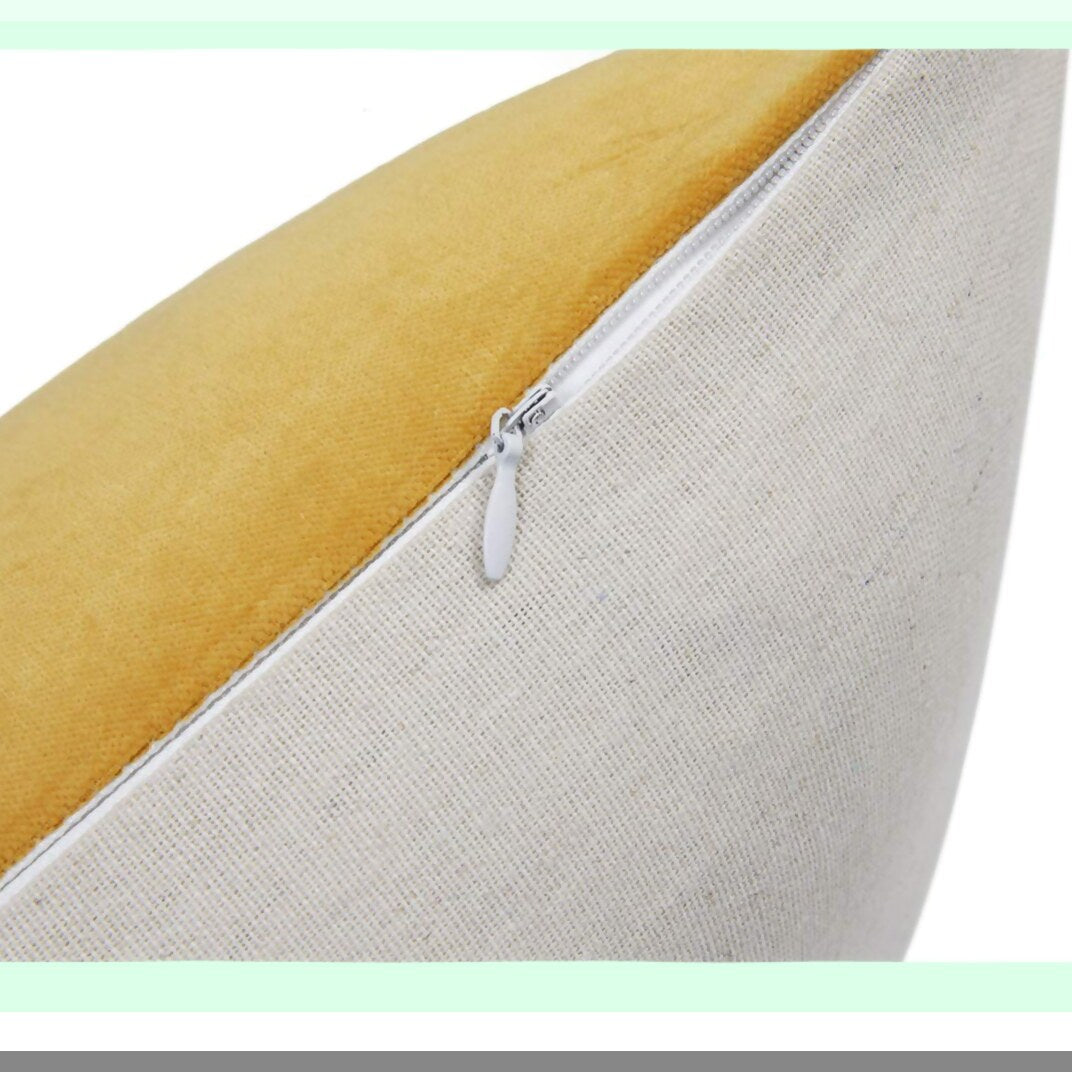 Luxury Gold Velvet Lumbar Pillow Cover - Cozy Bolster Cushion for Couch, Bedroom, Sofa, Car - Soft Cotton Velvet Decorative Throw Pillowcase with Natural Linen Reverse - 12x20 Yellow Gold