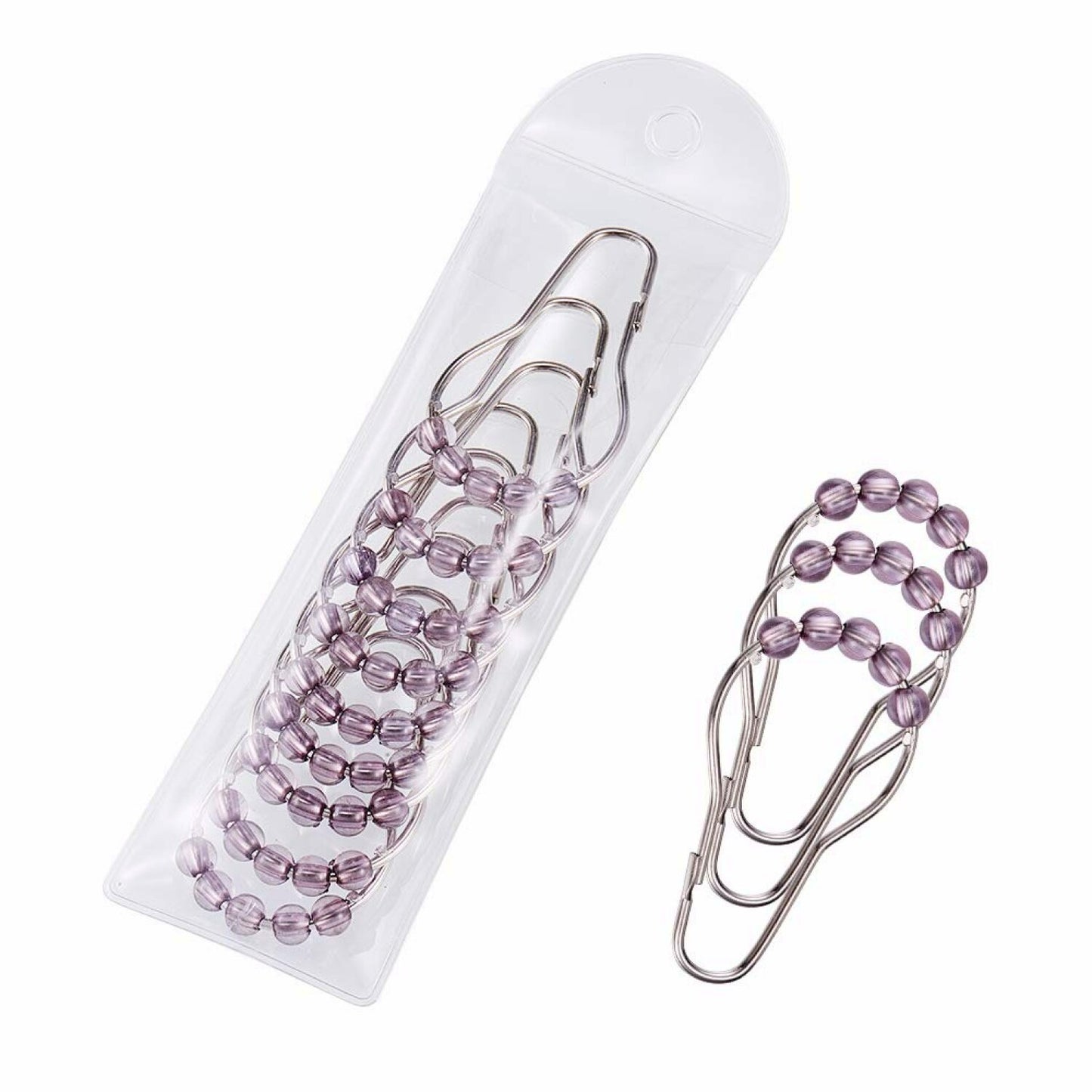 12pcs Purple Shower Curtain Rings Hooks