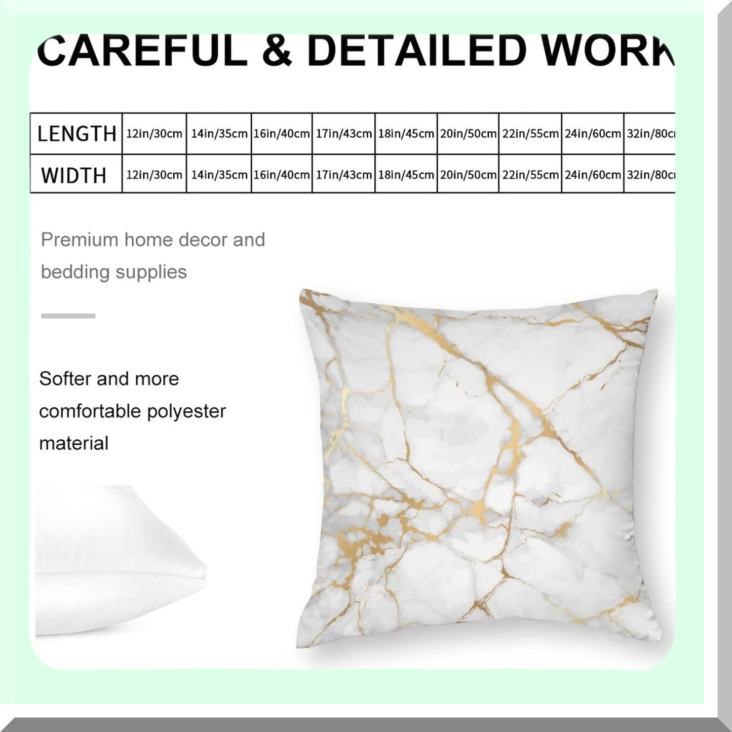 Gold Marble Dream Pillowcase - Abstract White Durable Decorative Cover for Modern Holiday Couch Car Living Room & Outdoor 18x18 Inch