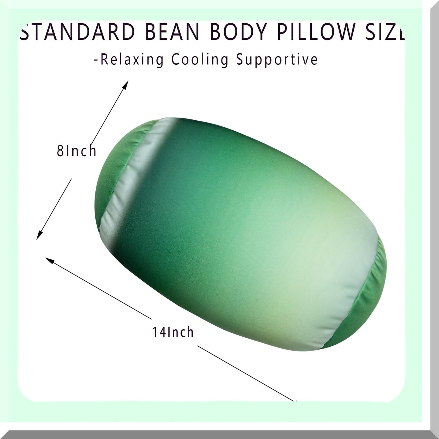 Squishy Bean Body Pillow - Fun Parrot Green Travel Neck Pillow for Kids & Adults, Soft 7x12 Inch Pillow for Sleeping in Car, Chair, Dorm Room.