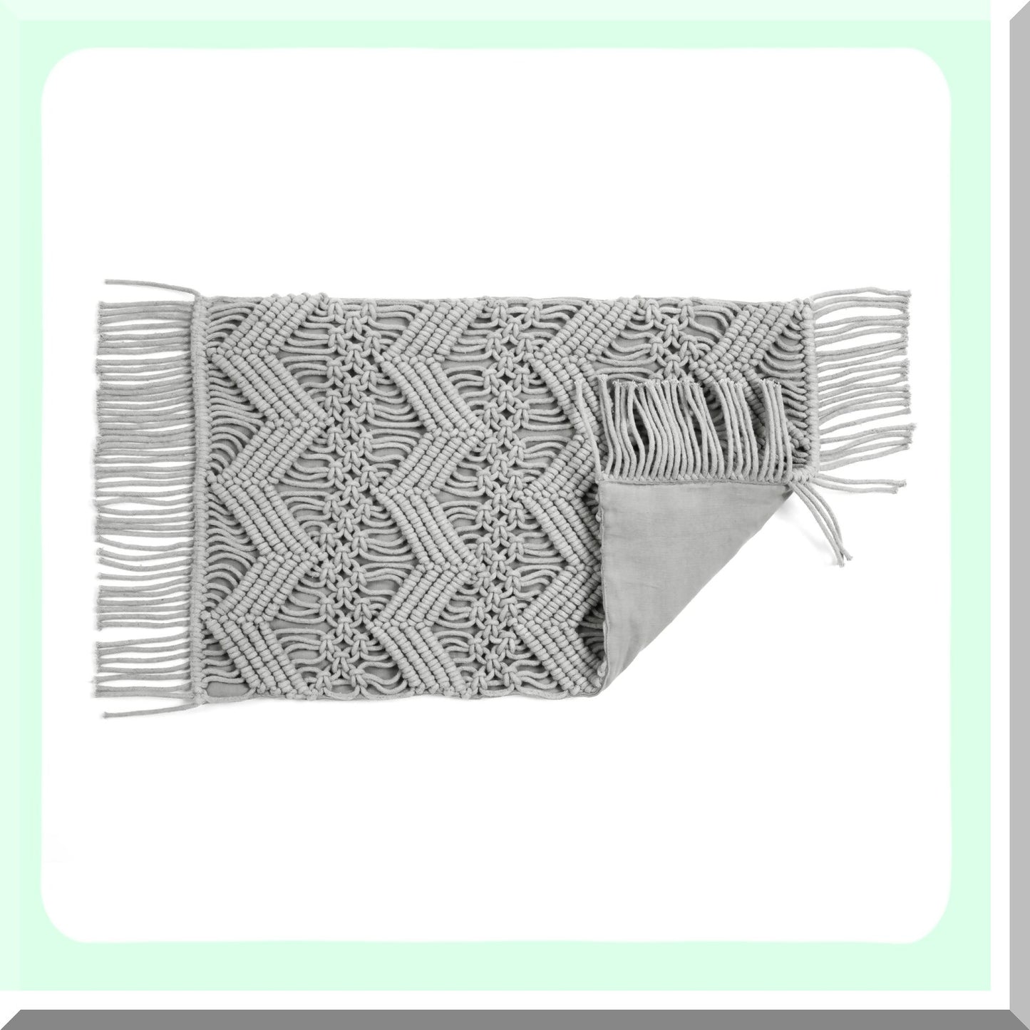 Chevron Macrame Gray Rectangle Pillow Cover - Decorative Throw Pillows for Bed, Couch, Chair - 13" x 20" Studio Collection