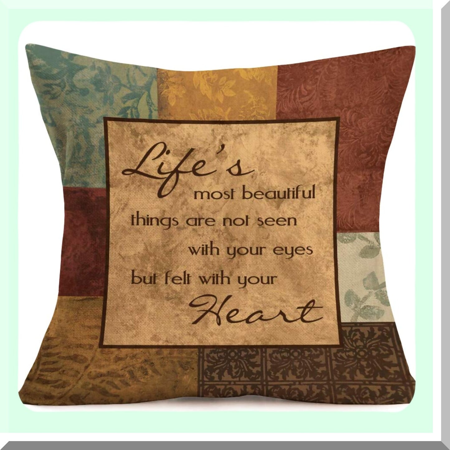 Vintage Quote Linen Pillow Covers - Inspirational Decorative Cushion Cases - Retro Plaid Euro Style Home Set of 4 - 18x18 Inch Pillowcase